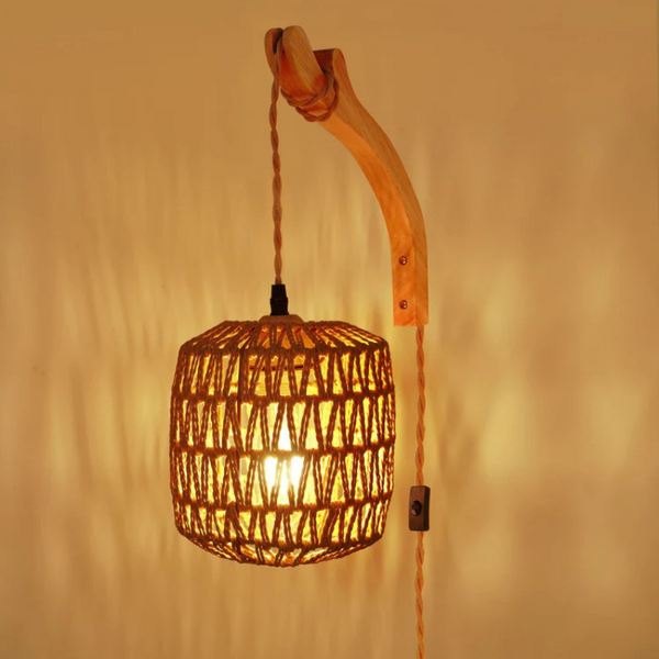 Boho Rattan Wall Light